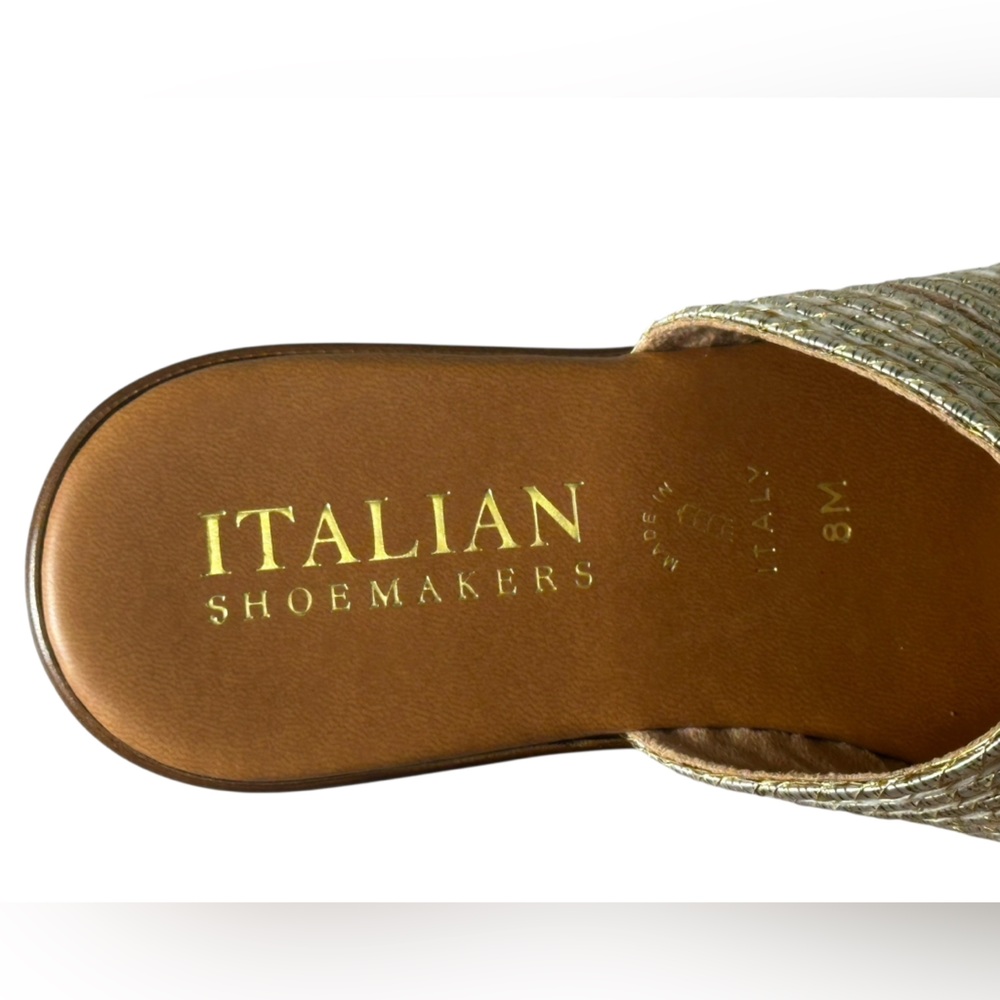 Italian Shoemakers. Tan Thong Sandals with Metallic Braided Strap (8M) NWOT - Picture 2 of 14